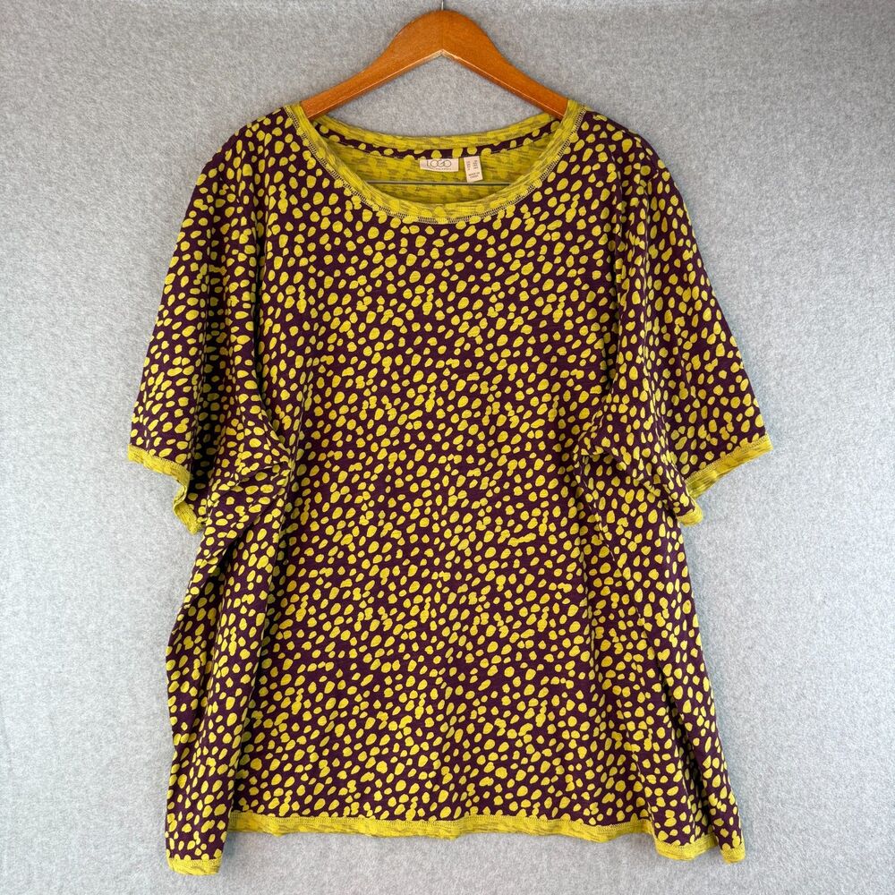 Lori Goldstein Short Sleeve Dotted Purple T-Shirt Multicolor Funky/Hippie Sz 3x